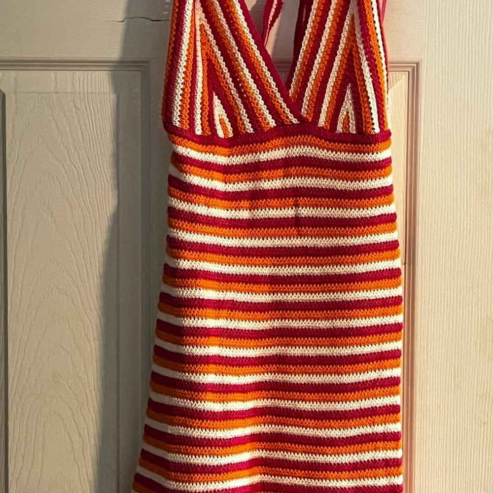 Striped Knit Dress in Red and Orange